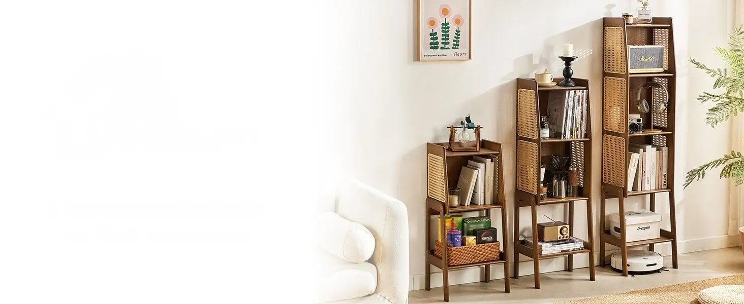 Welnow Bamboo Rattan Bookcase