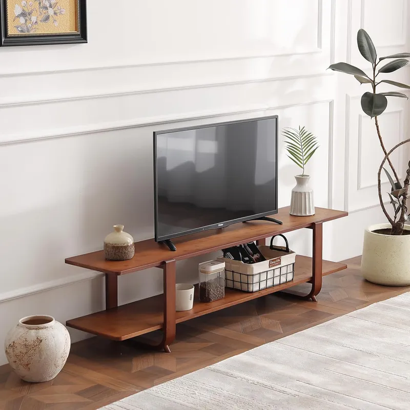 Welnow Bamboo TV Stand for Up to 65 Inch