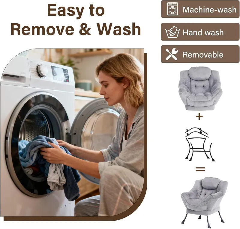 Welnow Modern Lounge Accent Chair with Armrests and a Side Pocket